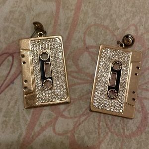 Gold cassette tape earrings